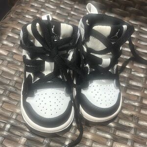 Kids Black and White High-Top Sneakers